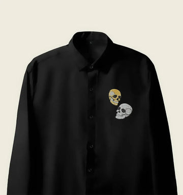 Men’s Black Skull Embellished Shirt