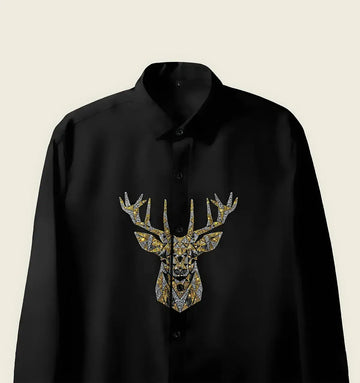 Men’s Black Golden Stag Emblem Shirt