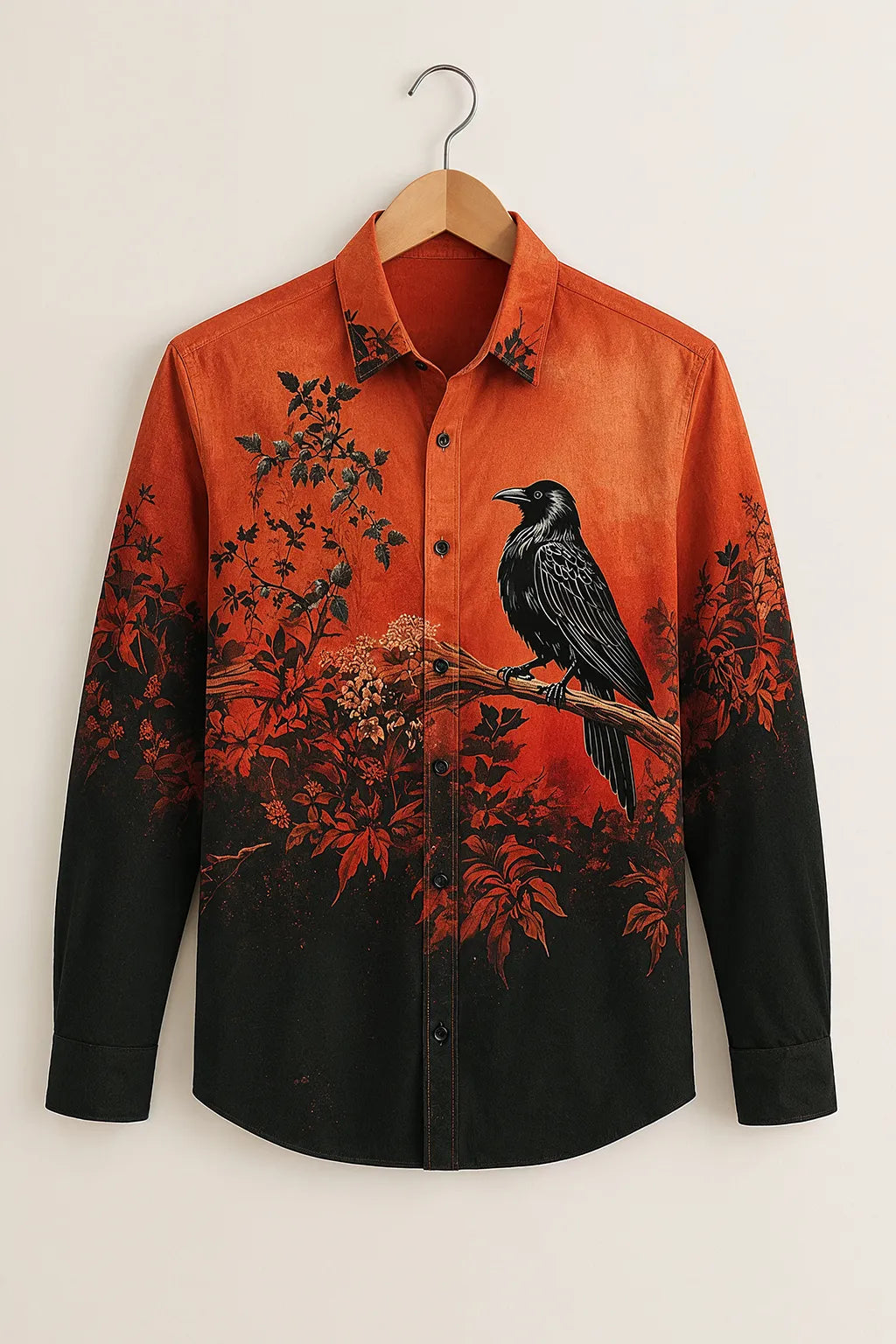 Rust Raven Nature Print Shirt