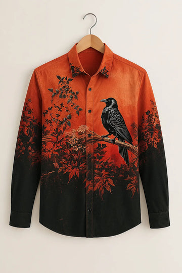 Rust Raven Nature Print Shirt