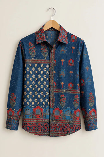 Navy Heritage Block Print Shirt