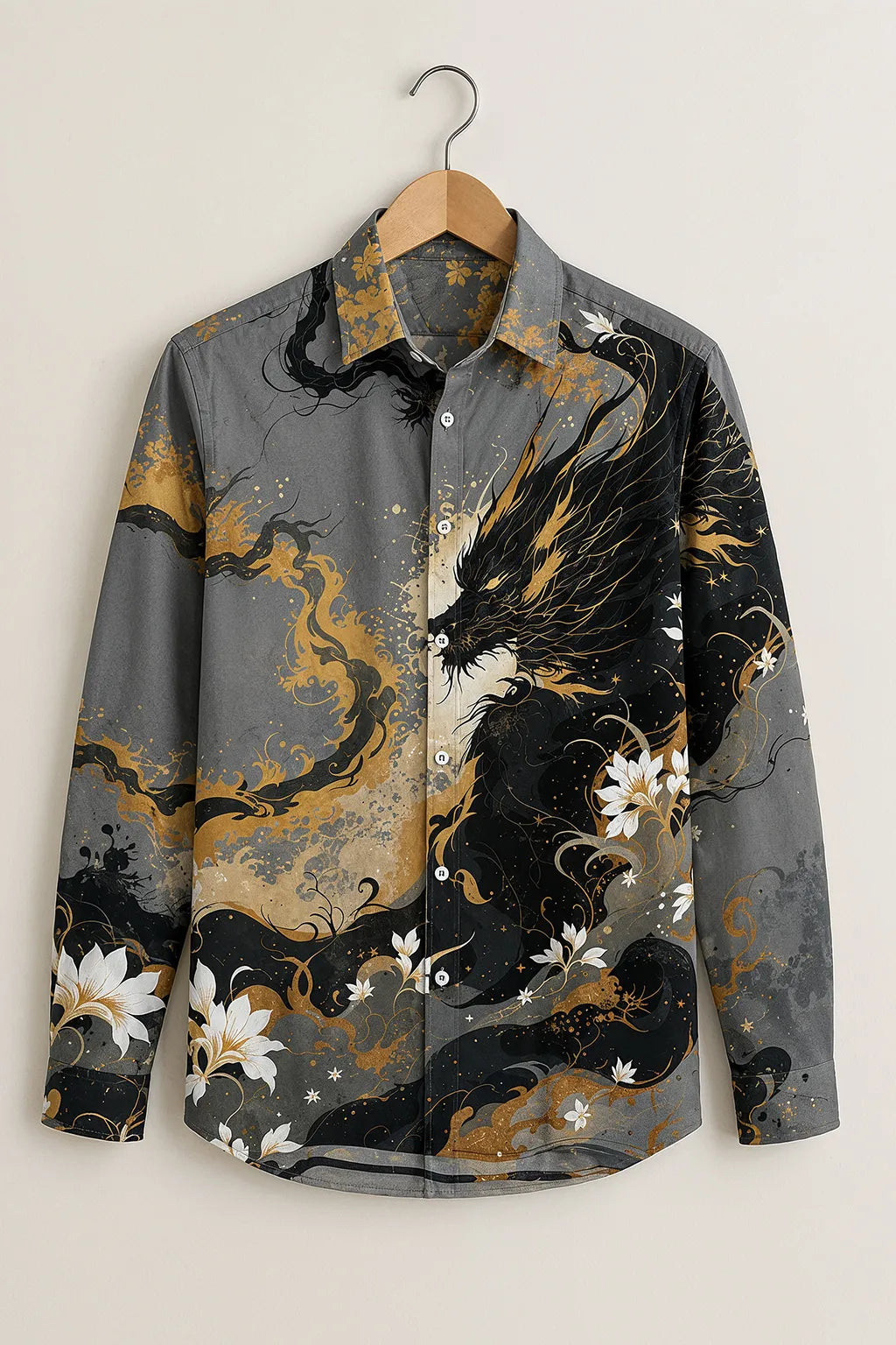 Charcoal Phoenix Art Print Shirt