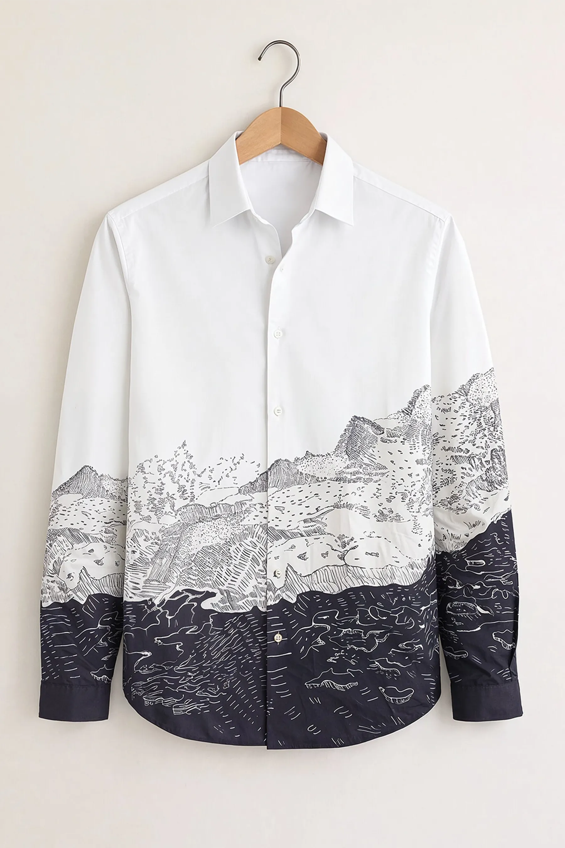 Mountain Horizon Print Shirt – White