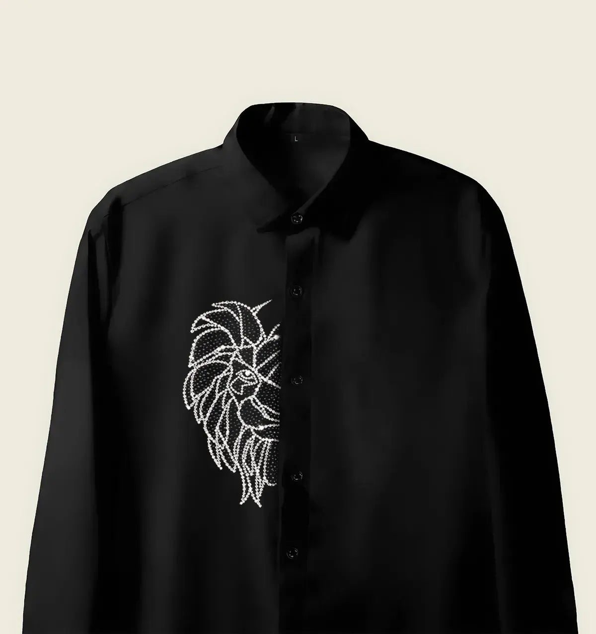 Men’s Black Half-Lion Crystal Shirt