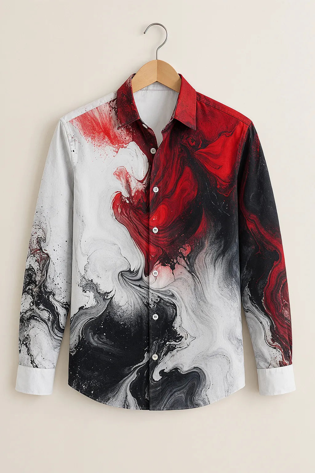 Red Abstract Marble Print Shirt