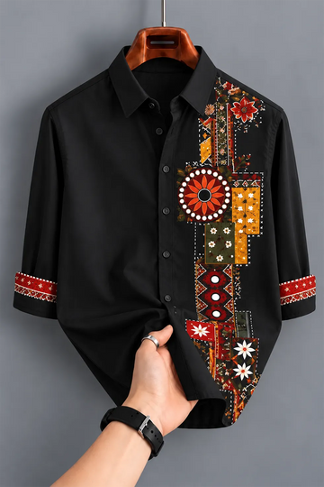 Ethnic Floral Patchwork Printed Shirt