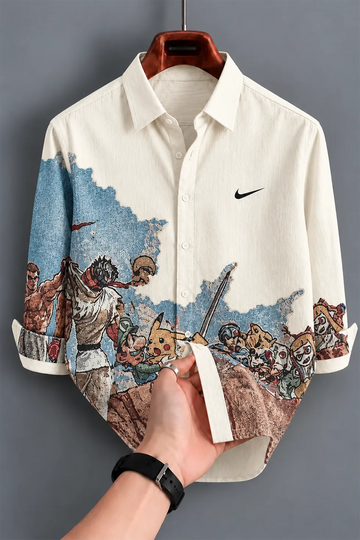 Men's Multicolor Anime Full Sleeve Shirt