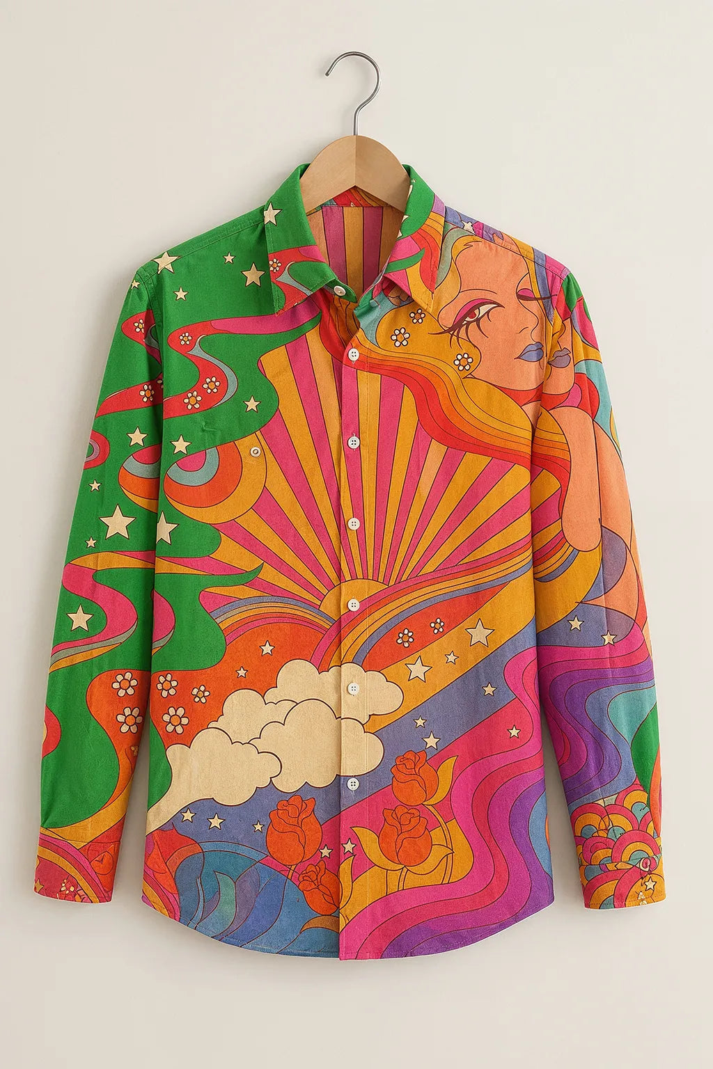 Retro Psychedelic Art Print Shirt