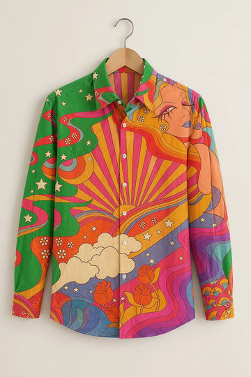 Retro Psychedelic Art Print Shirt