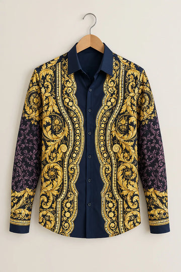 Navy Royal Baroque Print Shirt