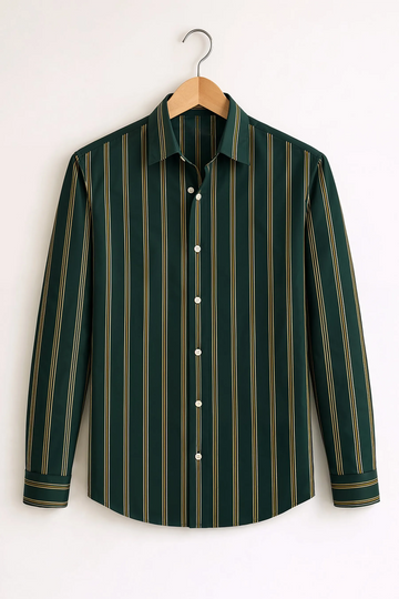 Vertical Stripe Shirt – Forest Green