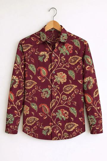 Maroon Floral Print Shirt