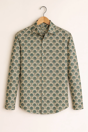Heritage Medallion Print Shirt – Olive