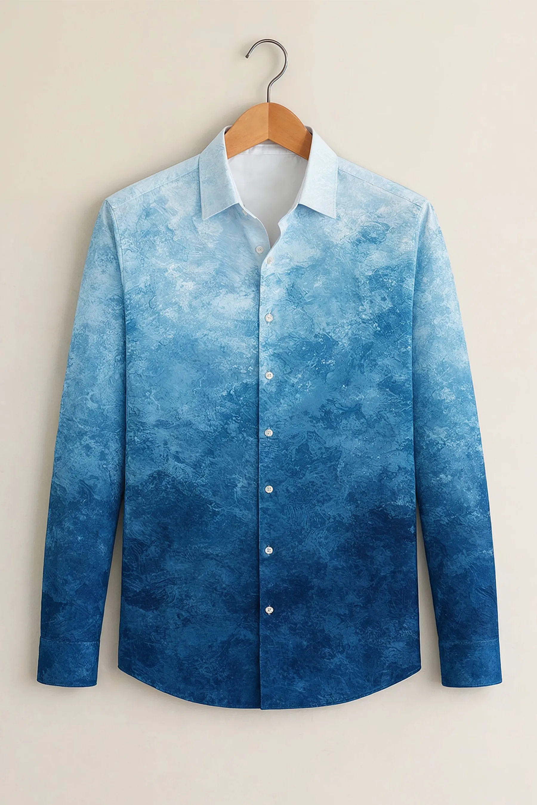 Ocean Fade Print Shirt – Blue
