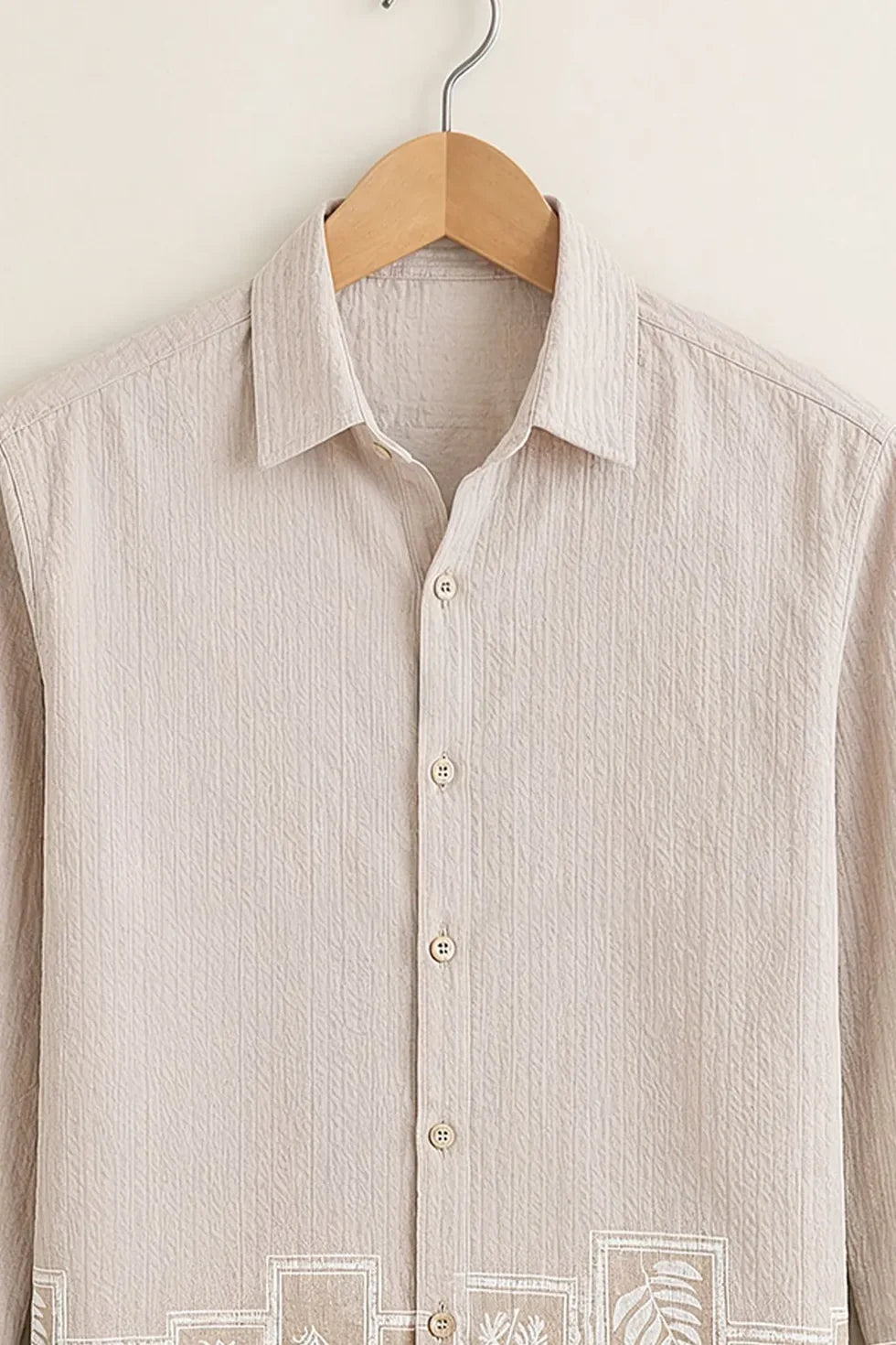 Men's Elegant Cream Printed Shirt
