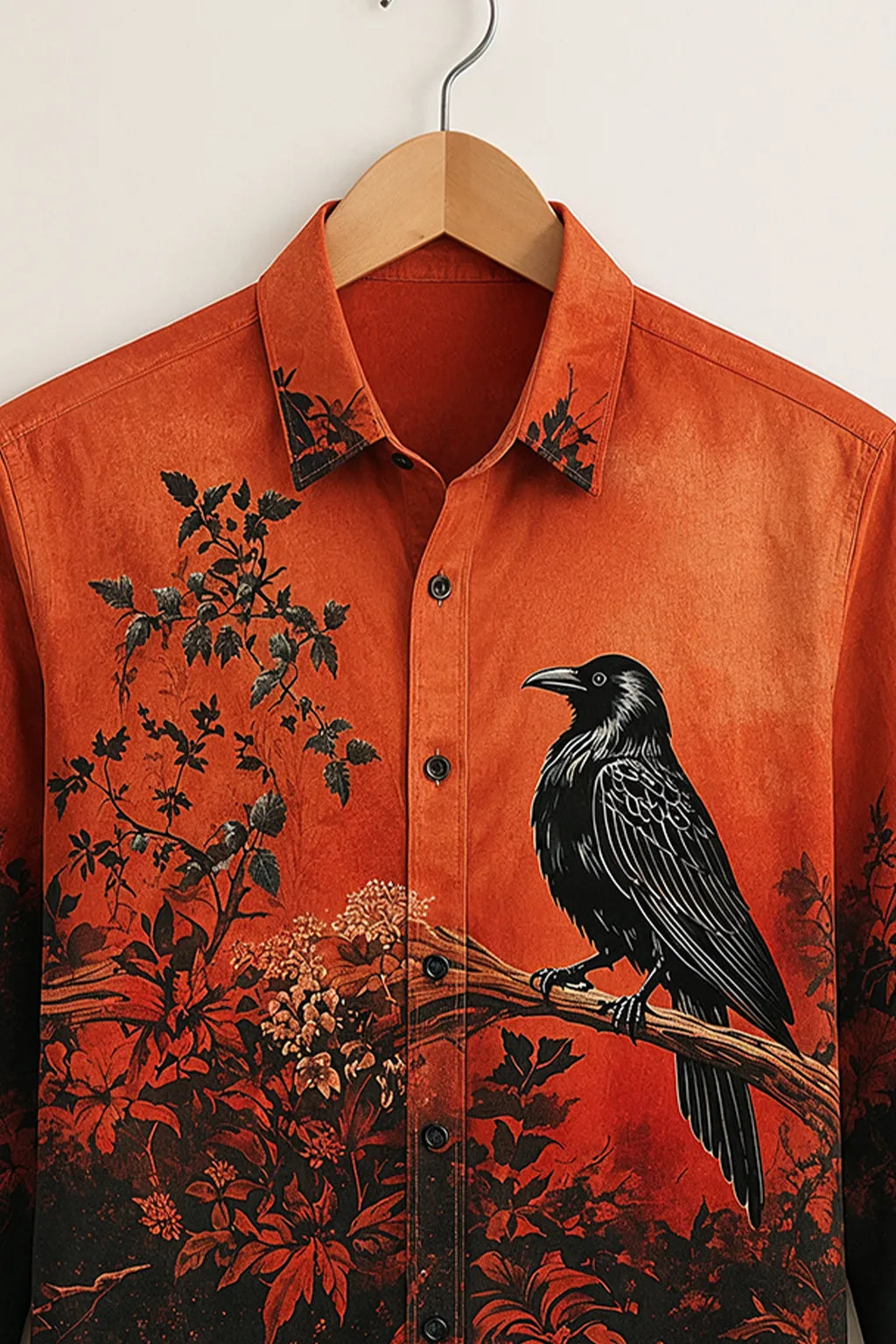 Rust Raven Nature Print Shirt