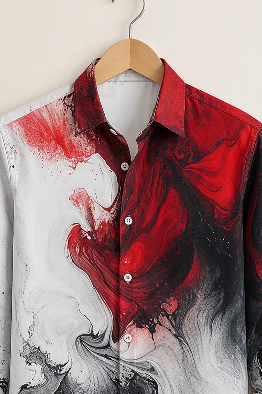 Red Abstract Marble Print Shirt