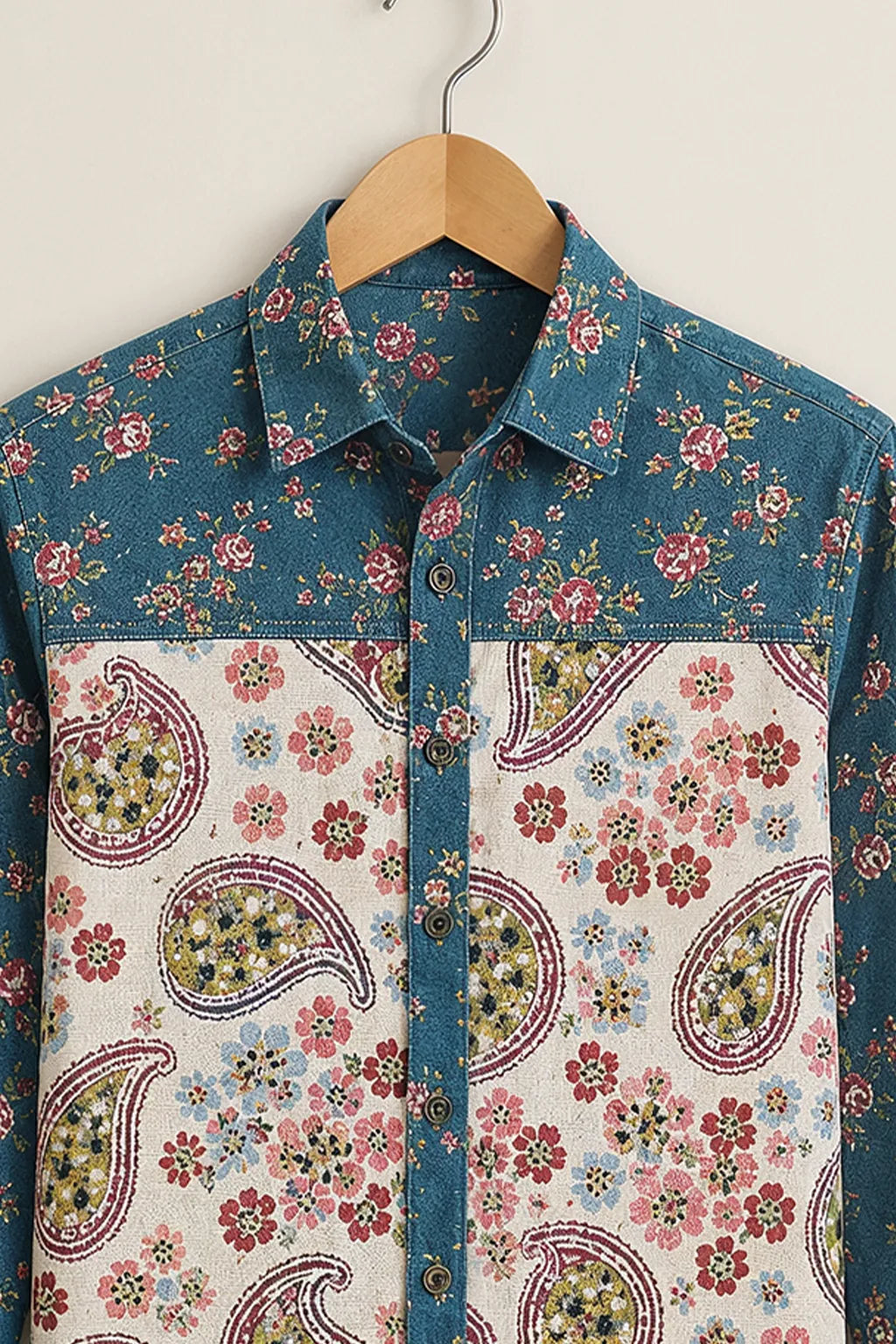 Blue Paisley Floral Print Shirt