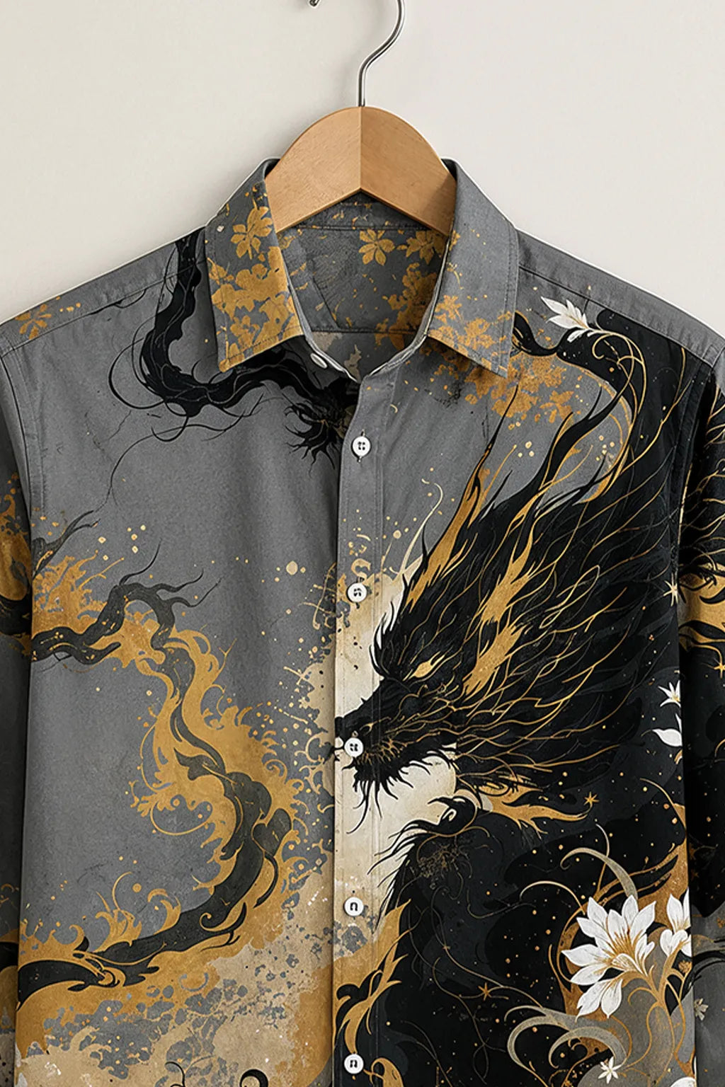 Charcoal Phoenix Art Print Shirt