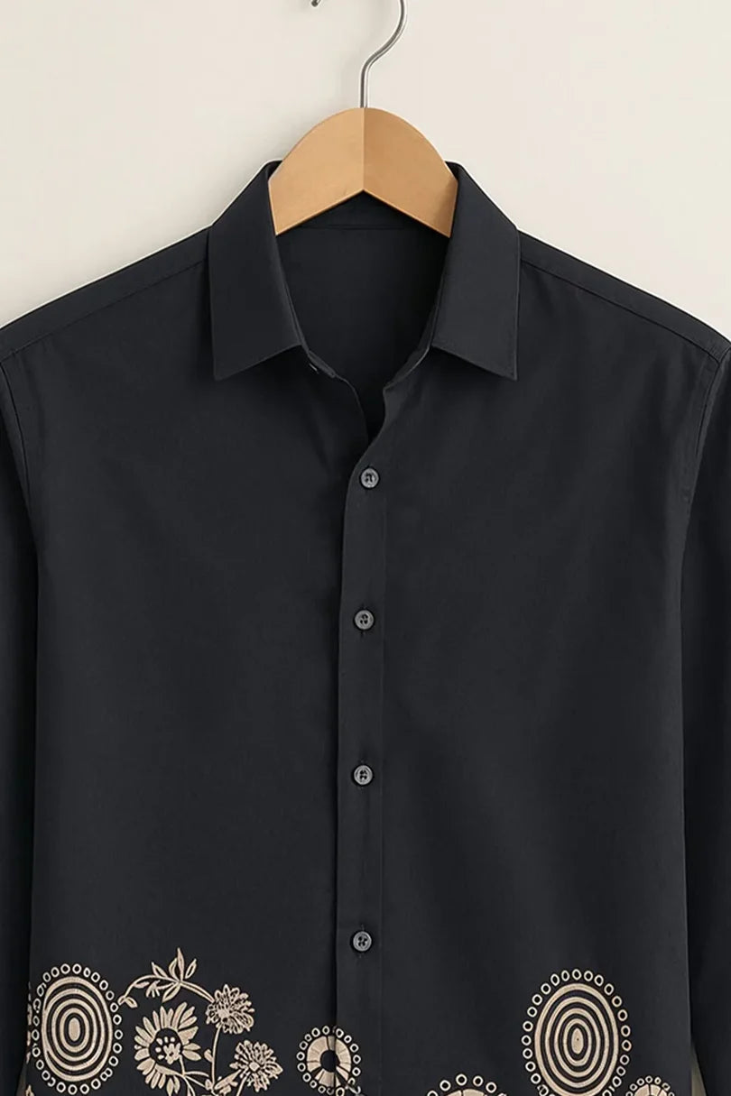 Men's Designer Black Traditional Shirt