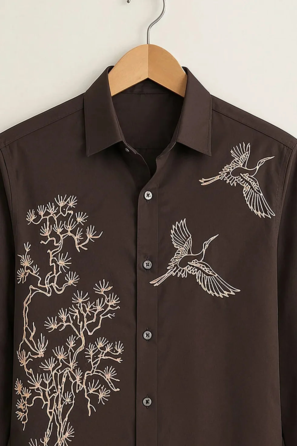 Stylish Brown Tree & Bird Full Sleeve Shirt