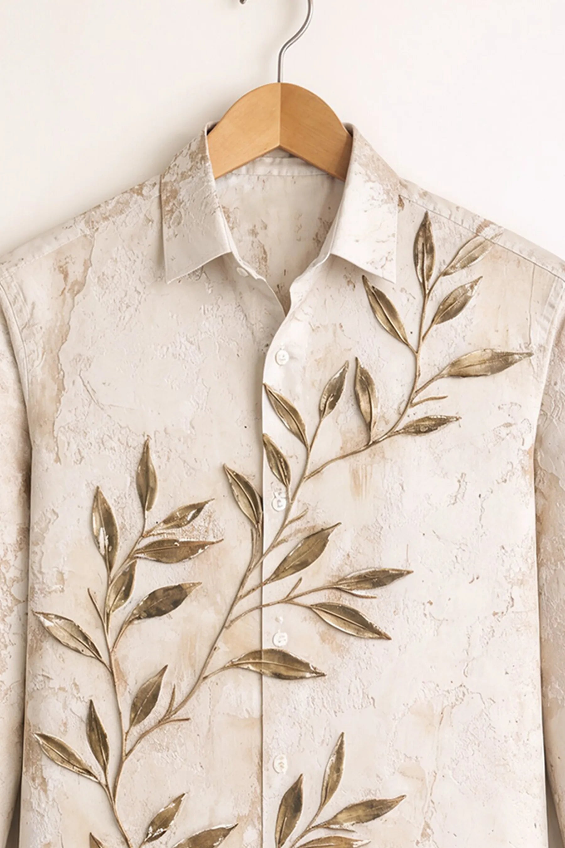 Soft Floral Print Shirt – Ivory Beige