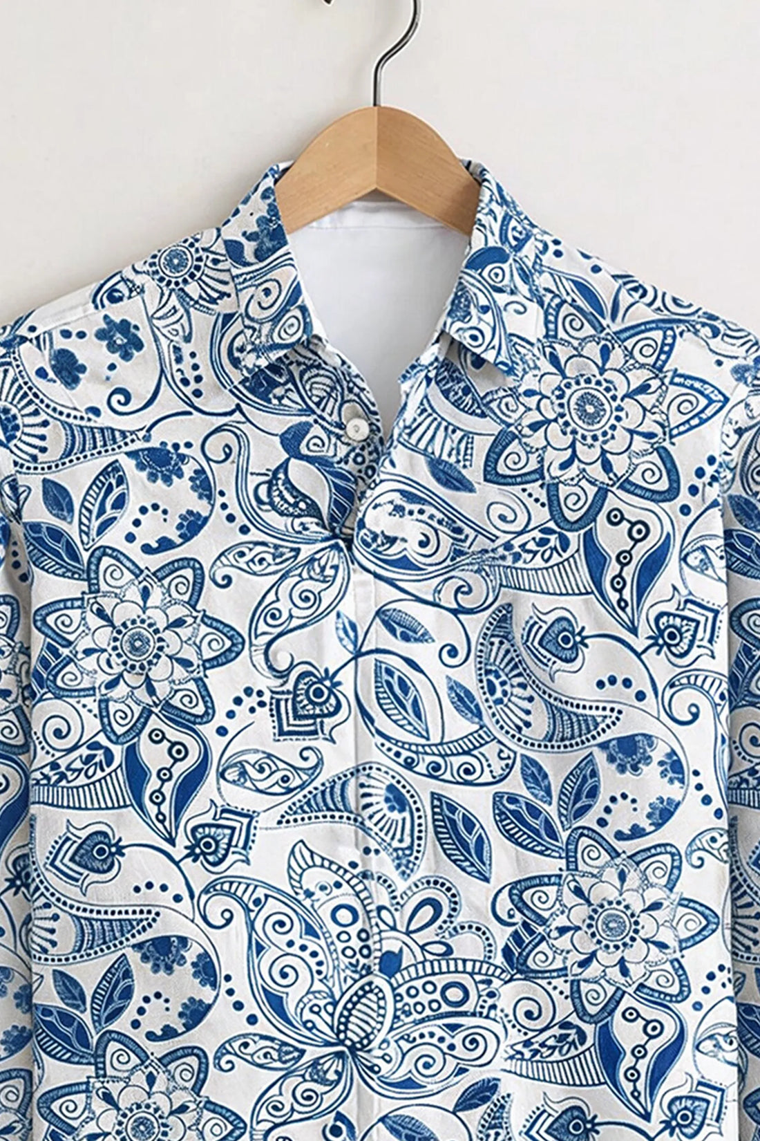 Indigo Paisley Print Shirt – White