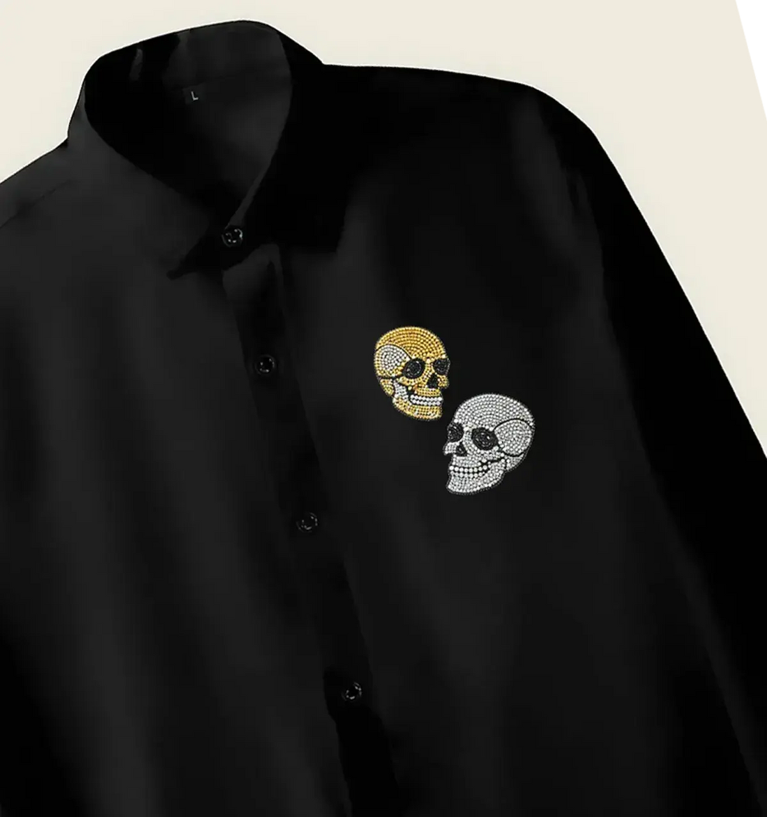 Men’s Black Skull Embellished Shirt