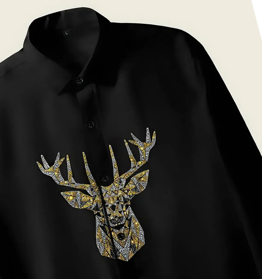 Men’s Black Golden Stag Emblem Shirt