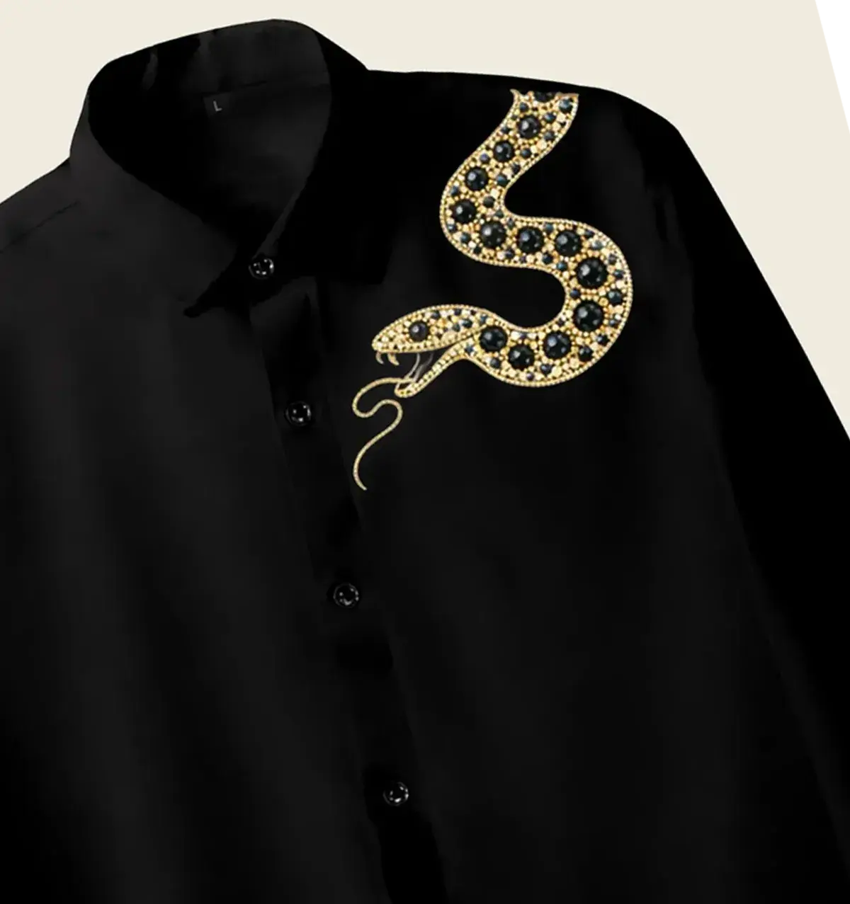 Men’s Black Golden Snake Crystal Shirt