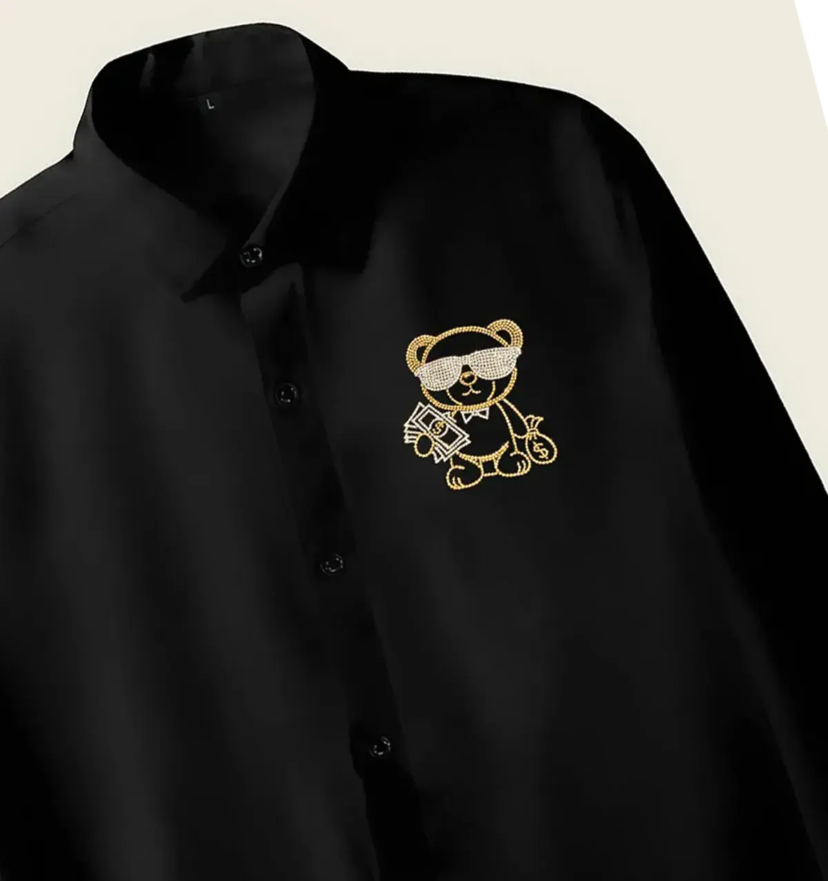 Men’s Black Teddy Crystal Shirt