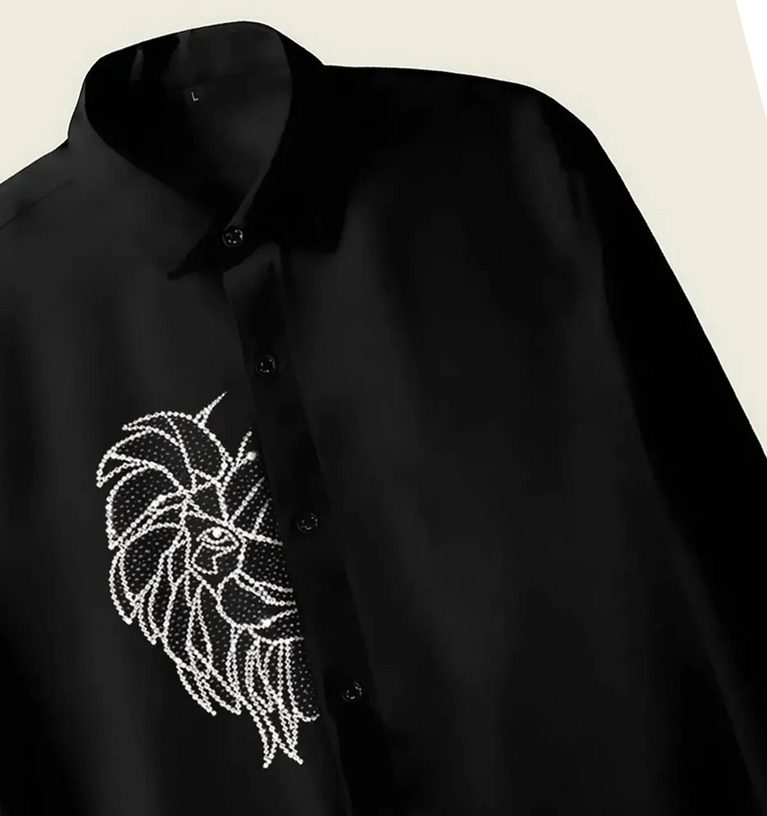 Men’s Black Half-Lion Crystal Shirt