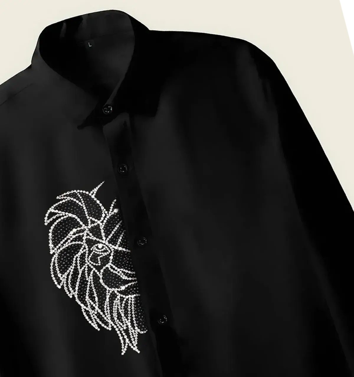 Men’s Black Half-Lion Crystal Shirt