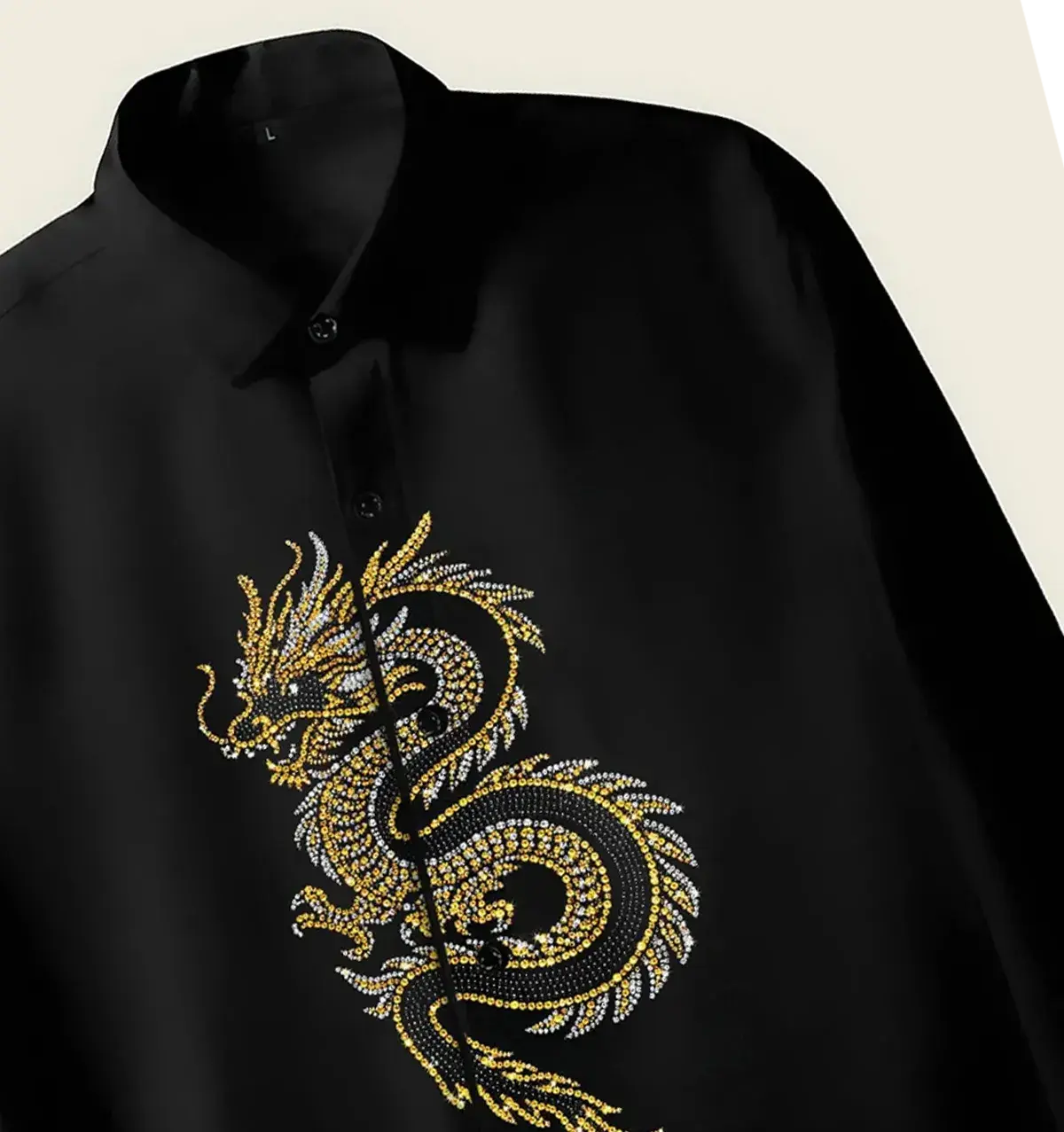 Men’s Black Dragon Crystal Shirt