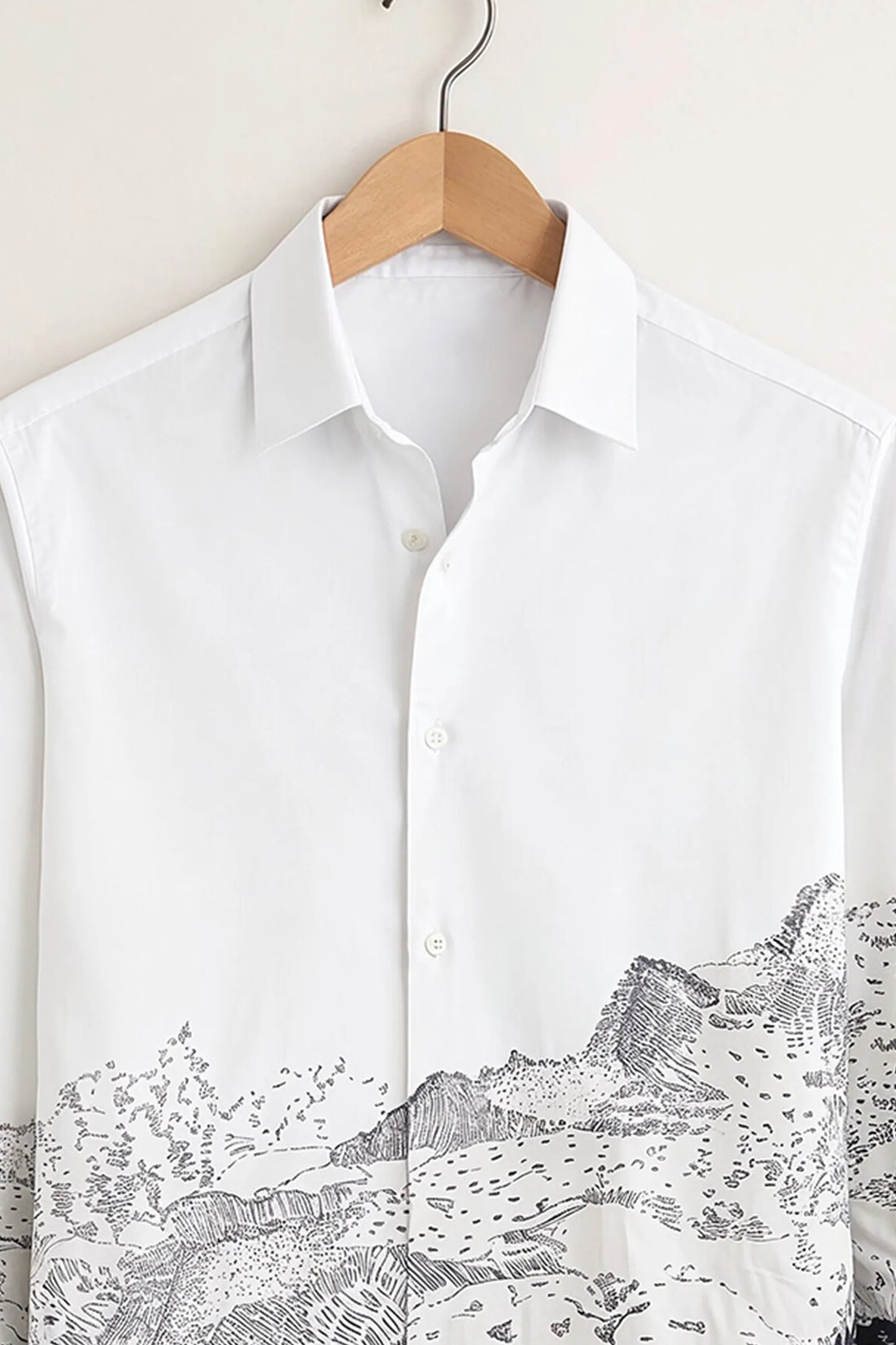 Mountain Horizon Print Shirt – White