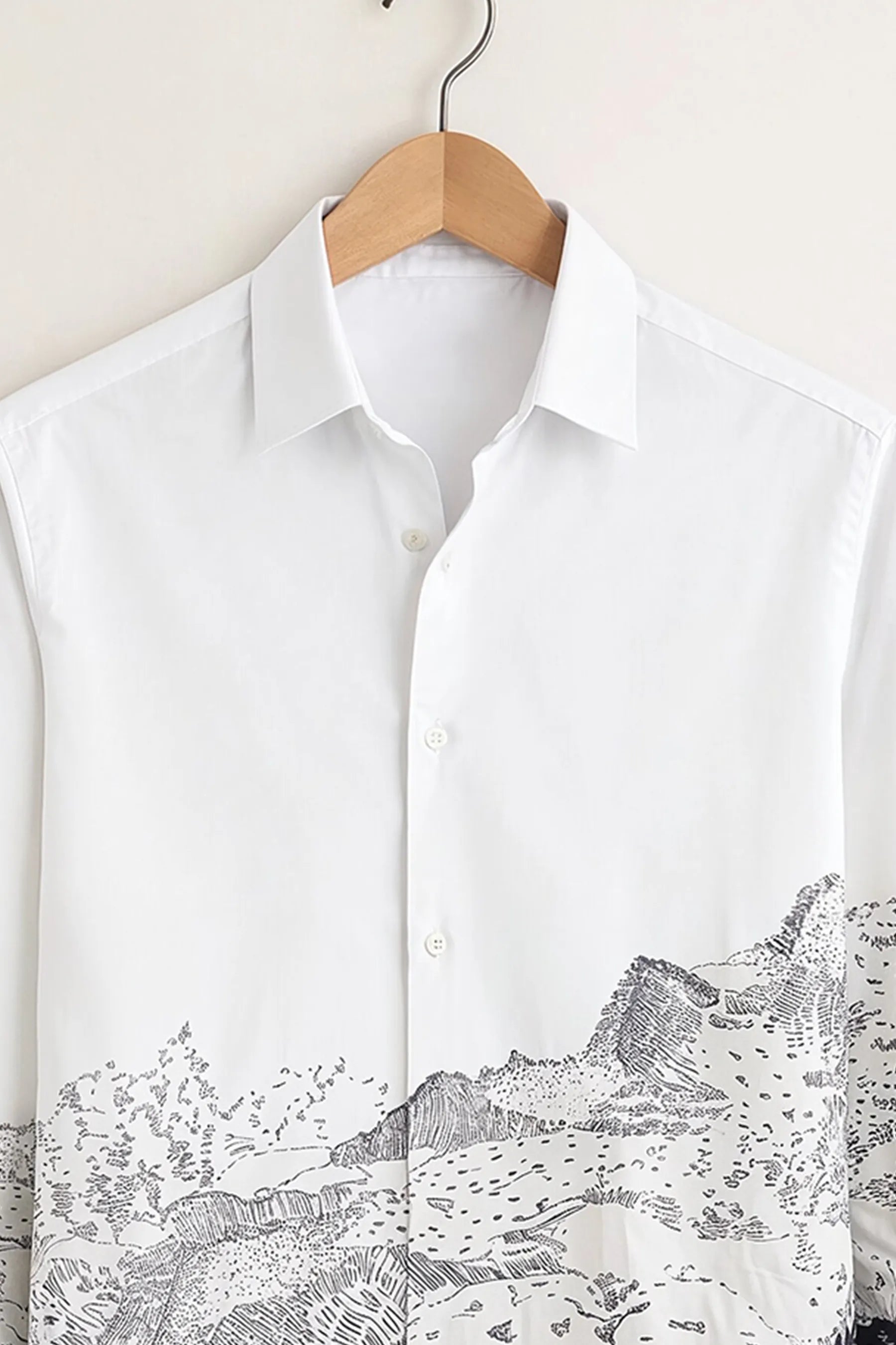 Mountain Horizon Print Shirt – White