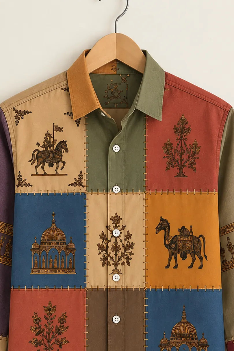 Men's Designer Multicolor Cultural Shirt