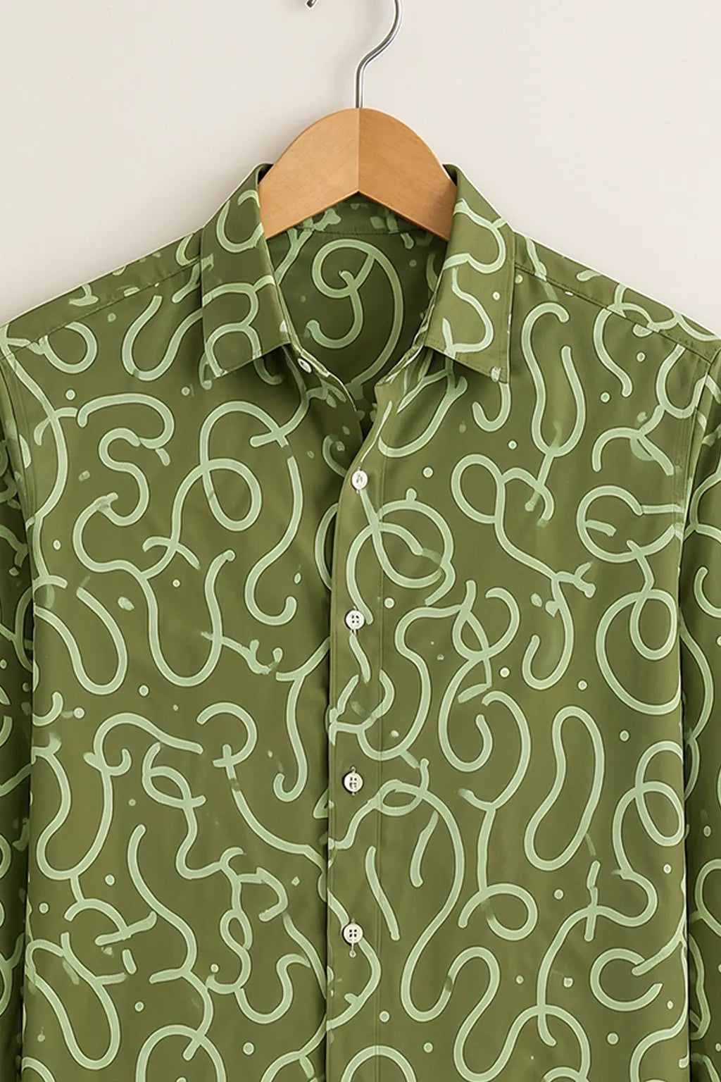 Olive Abstract Scribble Print Shirt