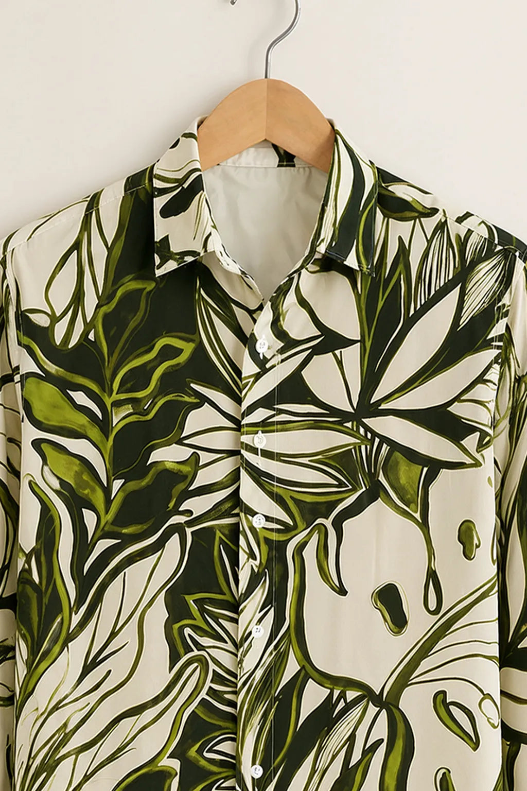 Cream Tropical Leaf Print Shirt