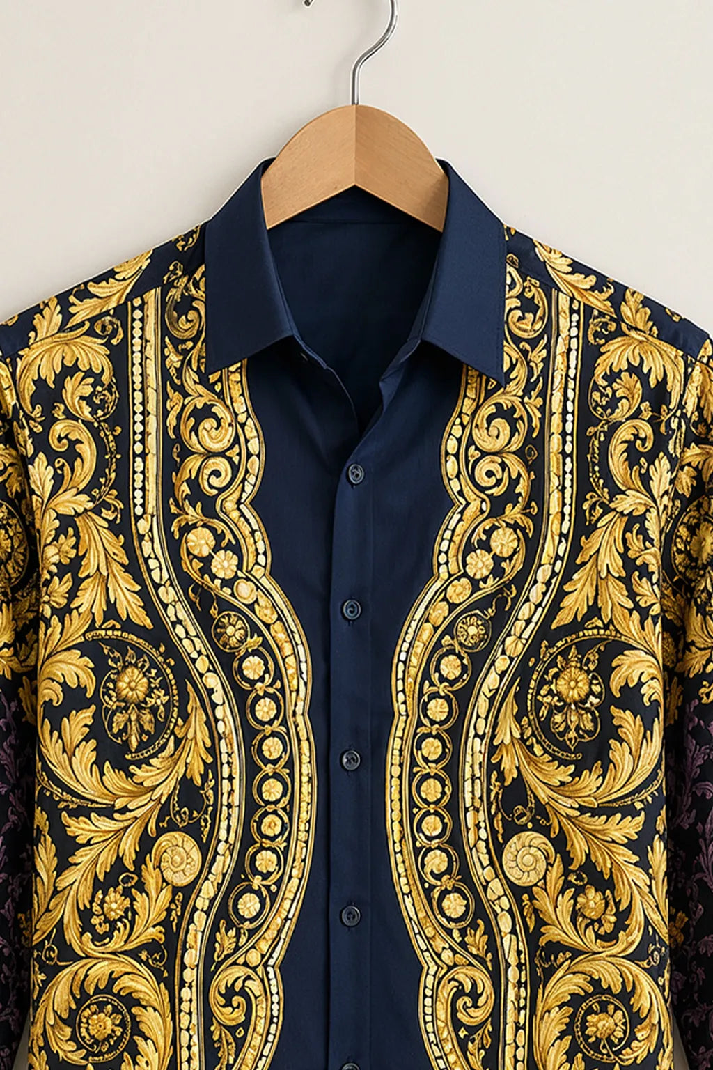 Navy Royal Baroque Print Shirt