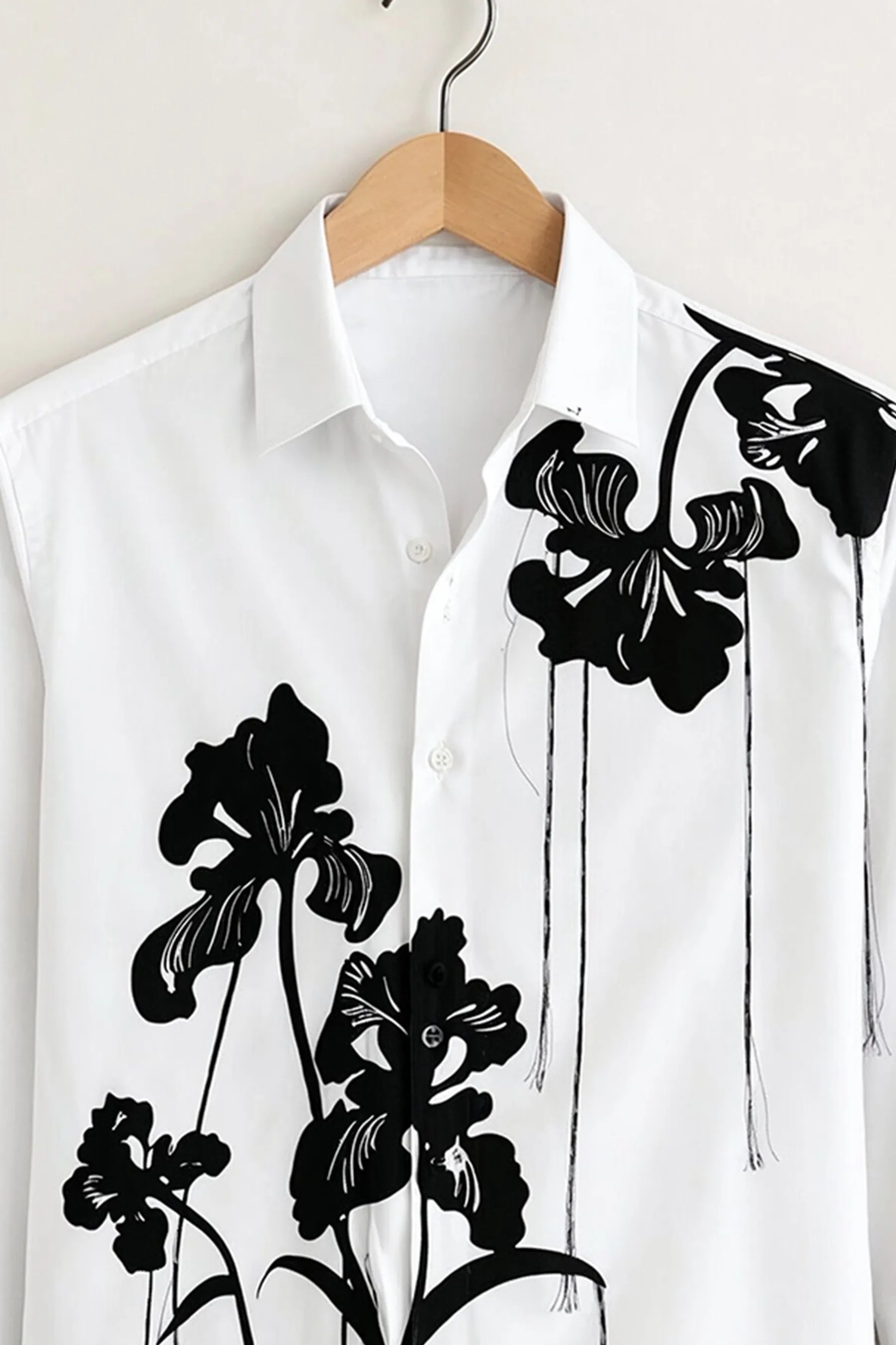 Ink Floral Print Shirt – White