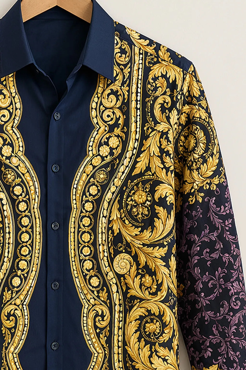 Navy Royal Baroque Print Shirt