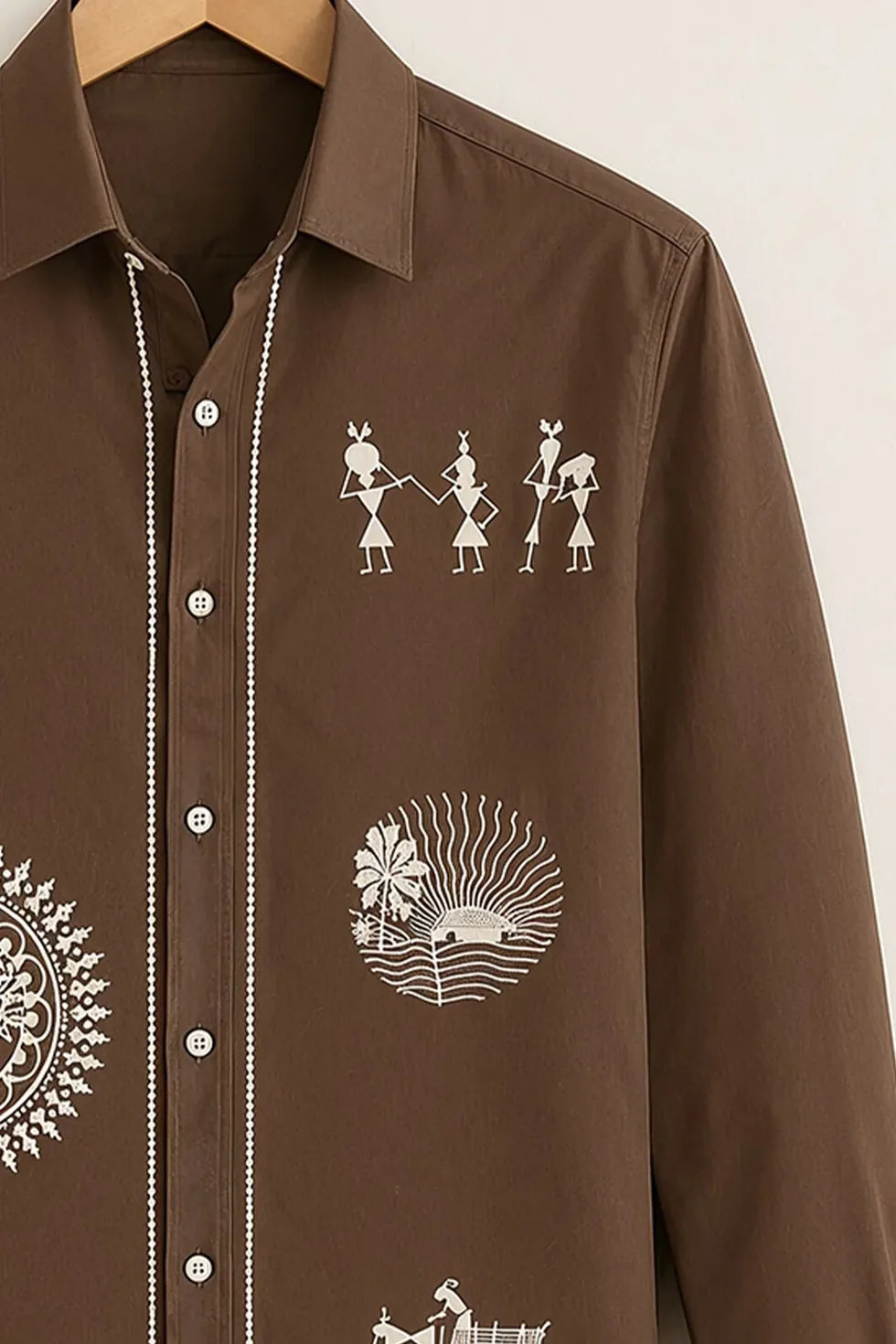 Men's Brown Warli Printed Shirt