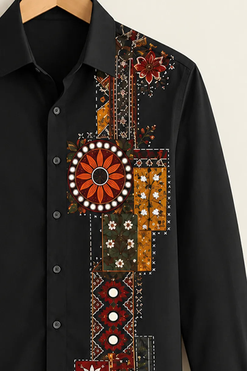 Ethnic Floral Patchwork Printed Shirt
