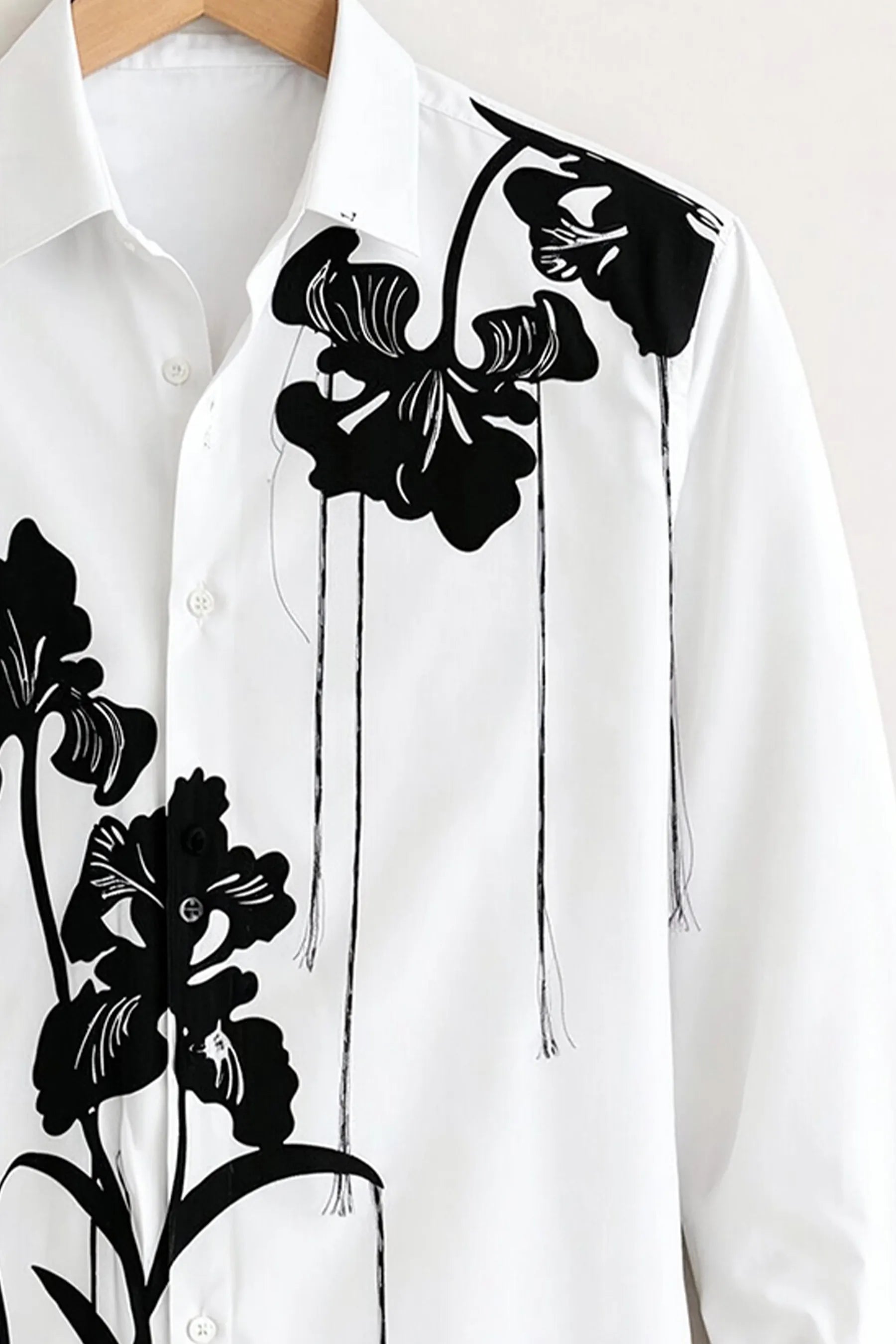 Ink Floral Print Shirt – White