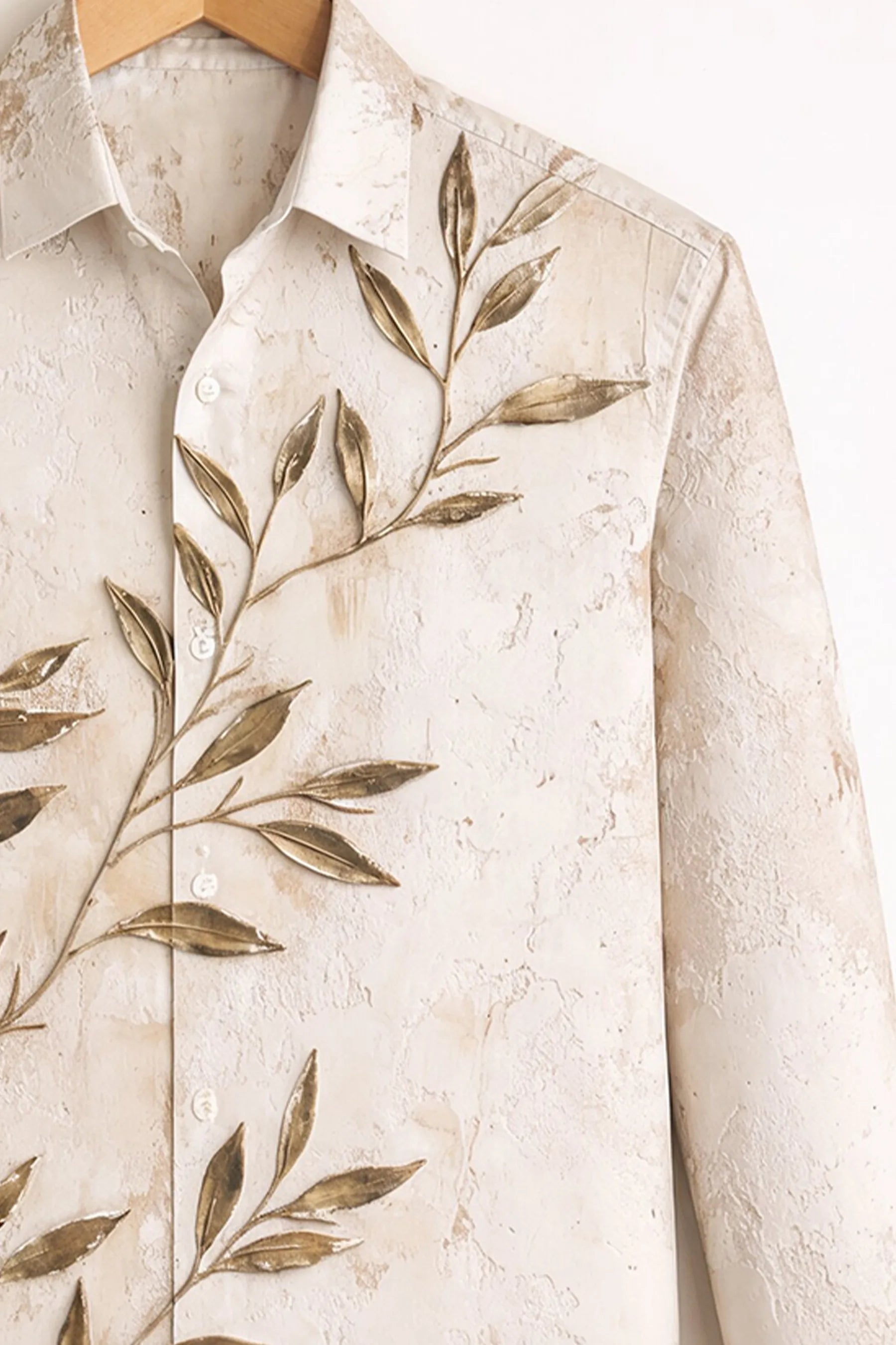 Soft Floral Print Shirt – Ivory Beige