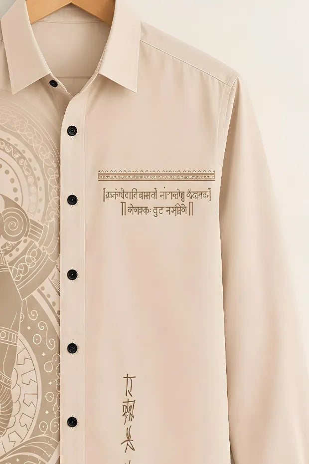 Men's Designer Cream Divine Shiva Shirt