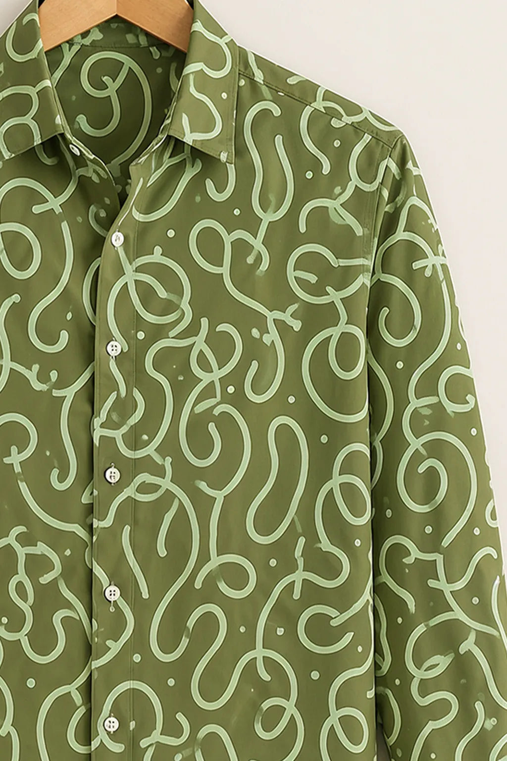 Olive Abstract Scribble Print Shirt