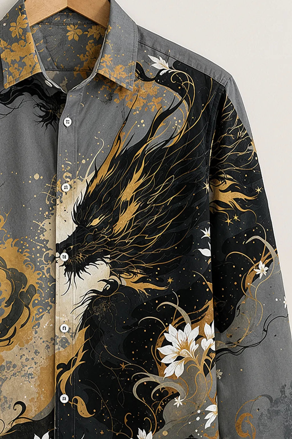 Charcoal Phoenix Art Print Shirt