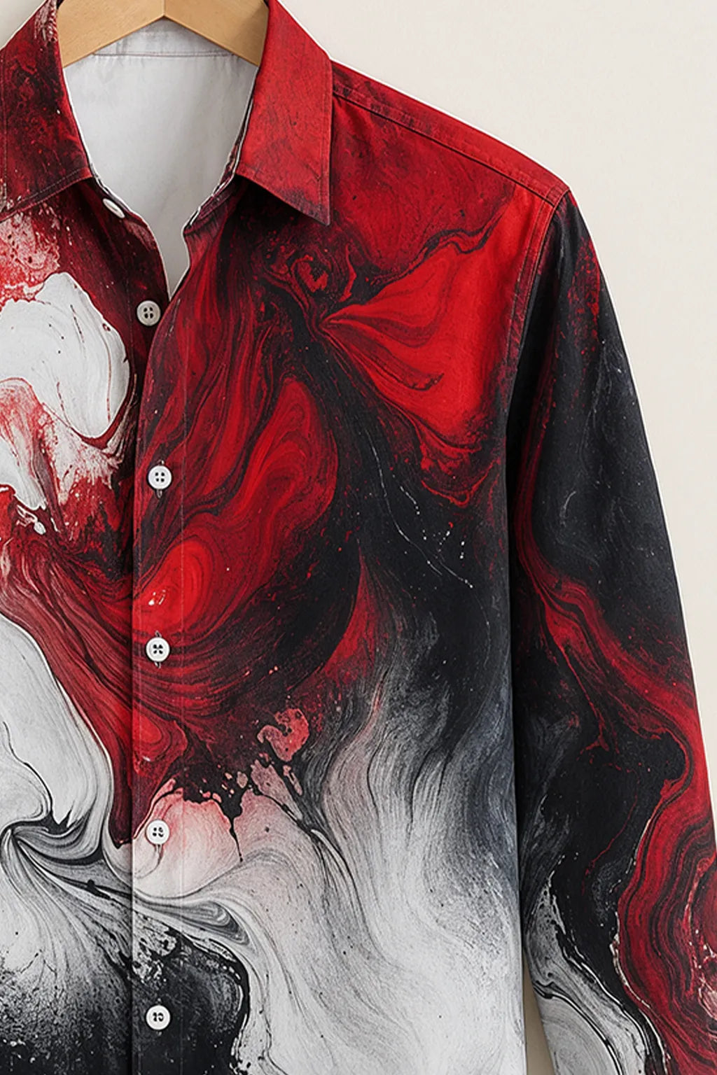 Red Abstract Marble Print Shirt